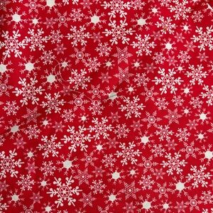 JOANN FABRICS Red and White Snowflake Fabric Holiday Christmas Quilting Fabric